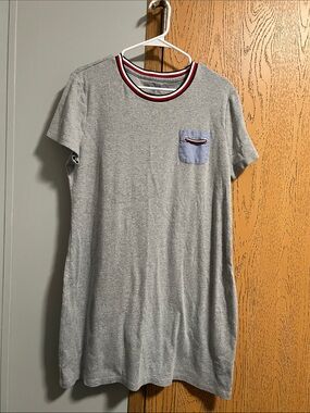 Tommy Hilfiger Grey Crewneck T-Shirt with Red-White-Blue Trim